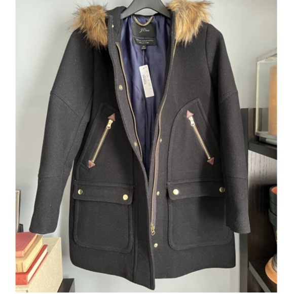 🔥🔥 🔥 Jcrew NWT Chateau parka in Italian wool coat sz 0p black - Picture 4 of 16